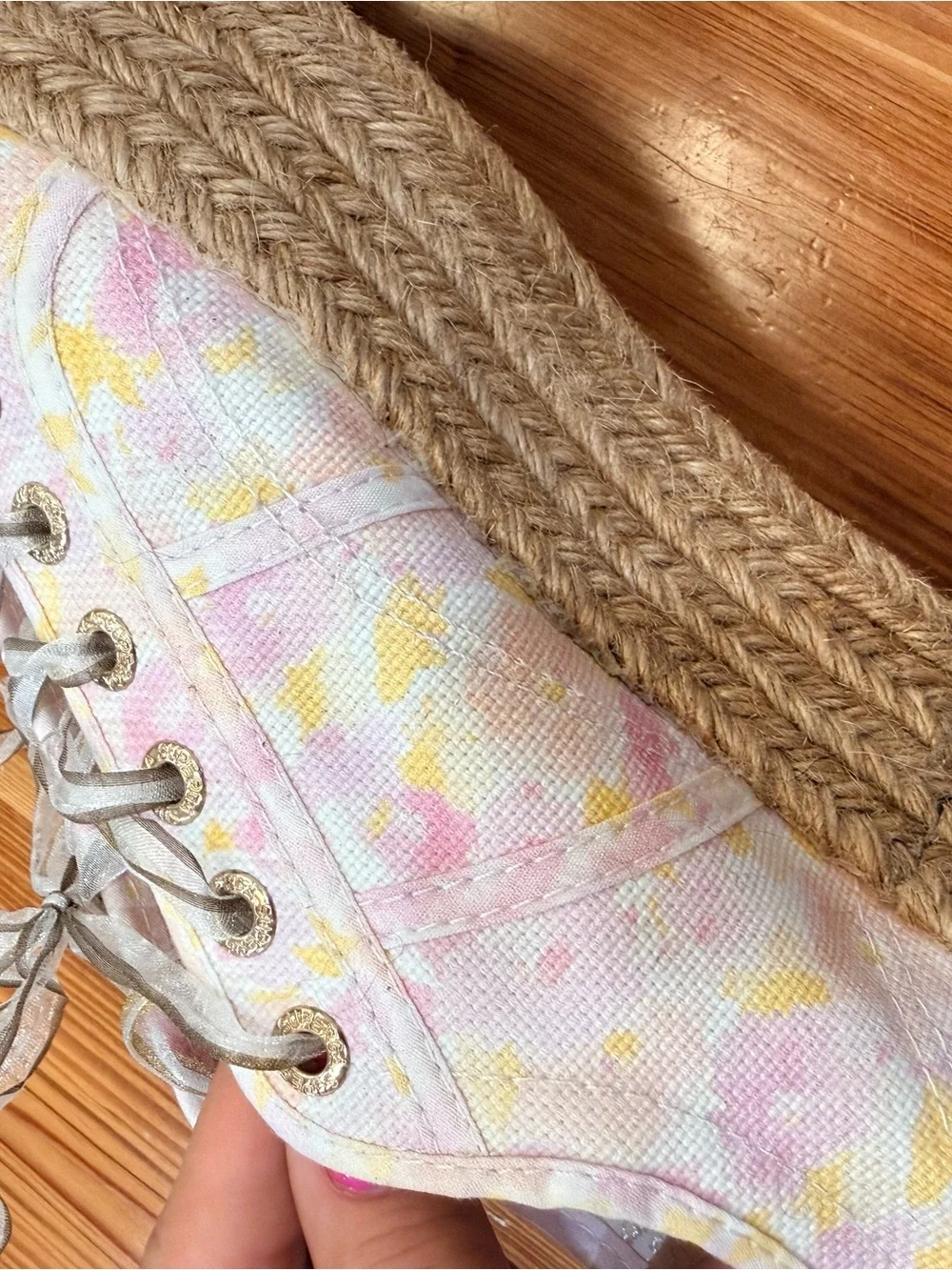 Superga x LoveShackFancy Pink and Yellow Floral Platform Espadrille Sneakers 39